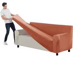 SYLC Ektorp Sofa Cover Stretch Velvet Sofa Covers with Separate Backrest and Seat Cushion Non-slip, Sofa Cover for Living Room/Shoe (145-178cm 1pc,Orange)