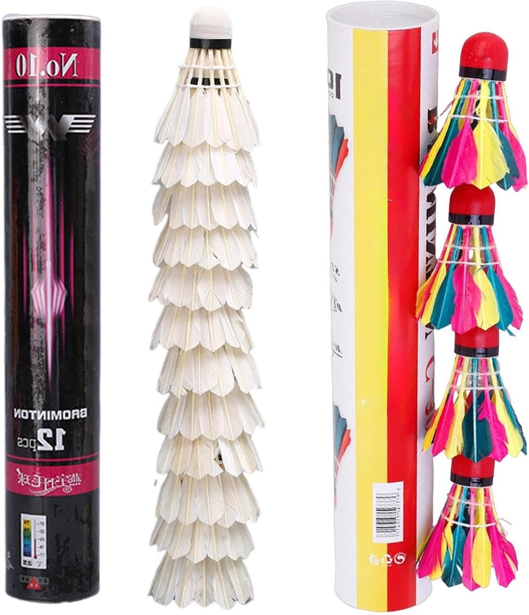 Badmintonballen Set - Vogeltjes Set - Sport Training - Natuurlijke Veren - 10 of 12 Stuks - Wit