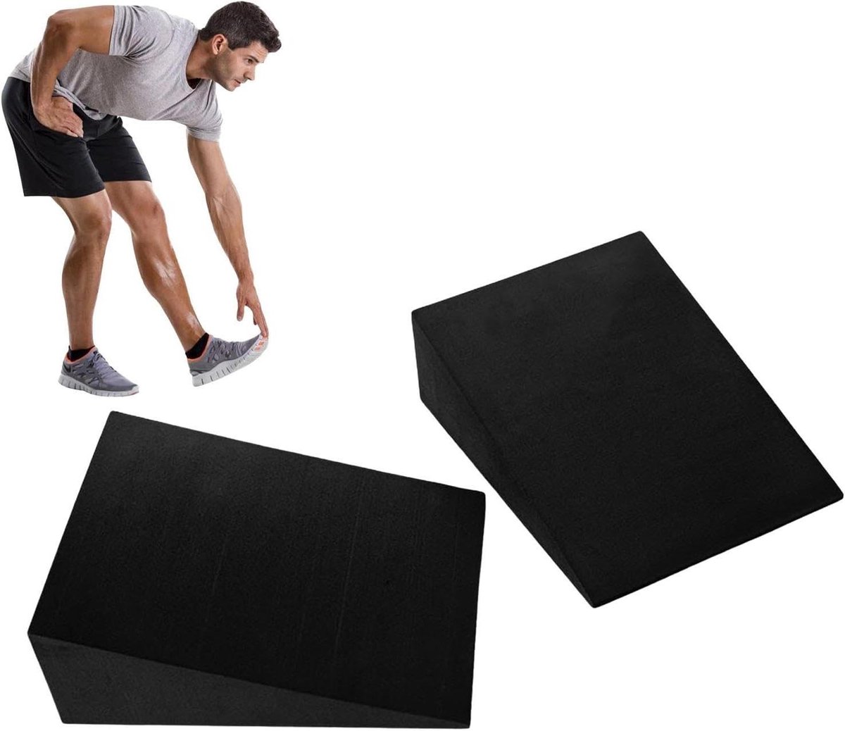 Kniebuigplank - Squat wig - Fitness training - Antislip ontwerp - 24 x 15 x 6 cm - Zwart groen