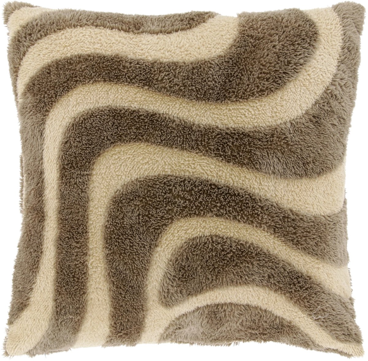 Unique Living Sierkussen Maud Teddy - Zacht Golvend Patroon Taupe/Beige