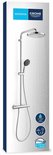 Grohe Vitalio Start 250 douchesysteem in verpakking met doucheslang en handdouche.