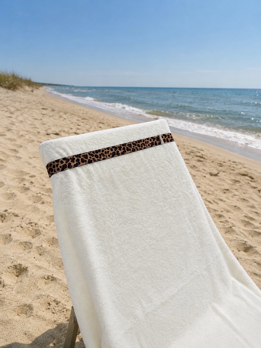 Beachcloud Beachstrap Leopard – Handdoek Elastiek voor Strandbed & Ligbed – Panterprint Handdoekelastiek