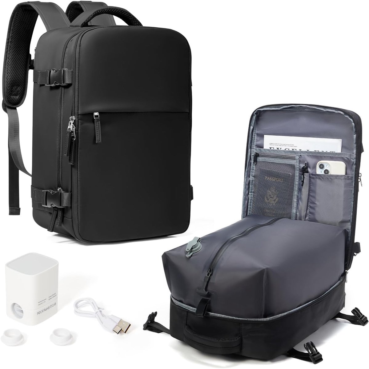 Reisrugzak Cabineformaat - Handbagage Tas - Efficiënt Inpakken - Vacuüm Compressie - 46x32x16 cm