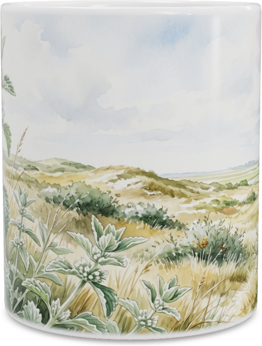 Mok Aquarel Series Malrove Duinlandschap met Molen Illustratie