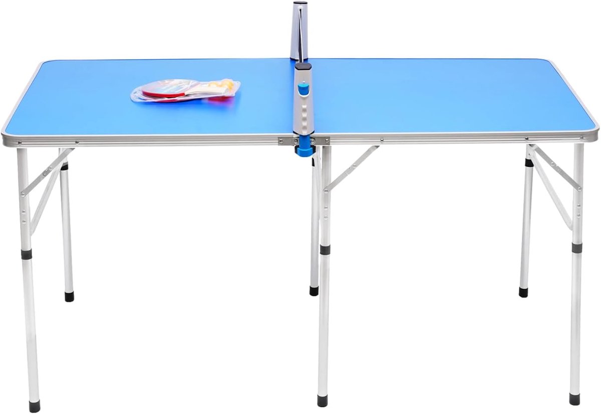 Tafeltennistafel - Outdoor tafel - Sport en spel - Weerbestendig en inklapbaar - 152 x 76 cm - Blauw zilver