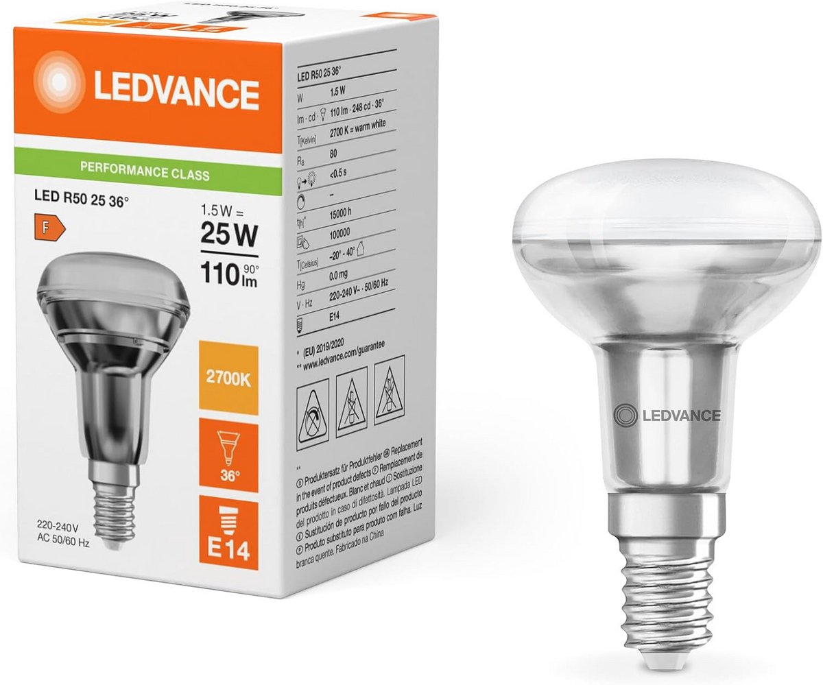 LED Spot E14 R50 1.5W 110lm 36 Graden Zeer Warm Wit Vervanger 25W Gloeilamp