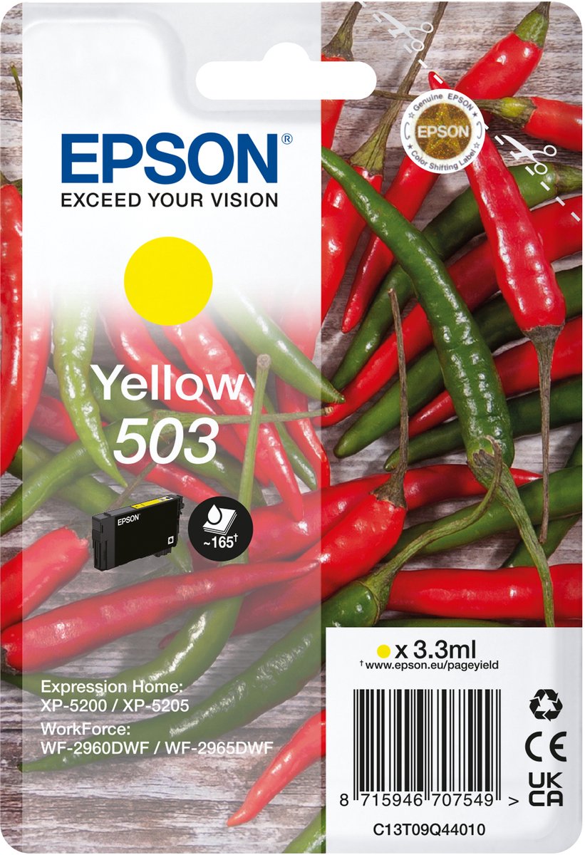 Epson 503 originele inktcartridge - standaardcapaciteit - geel - 1 stuk