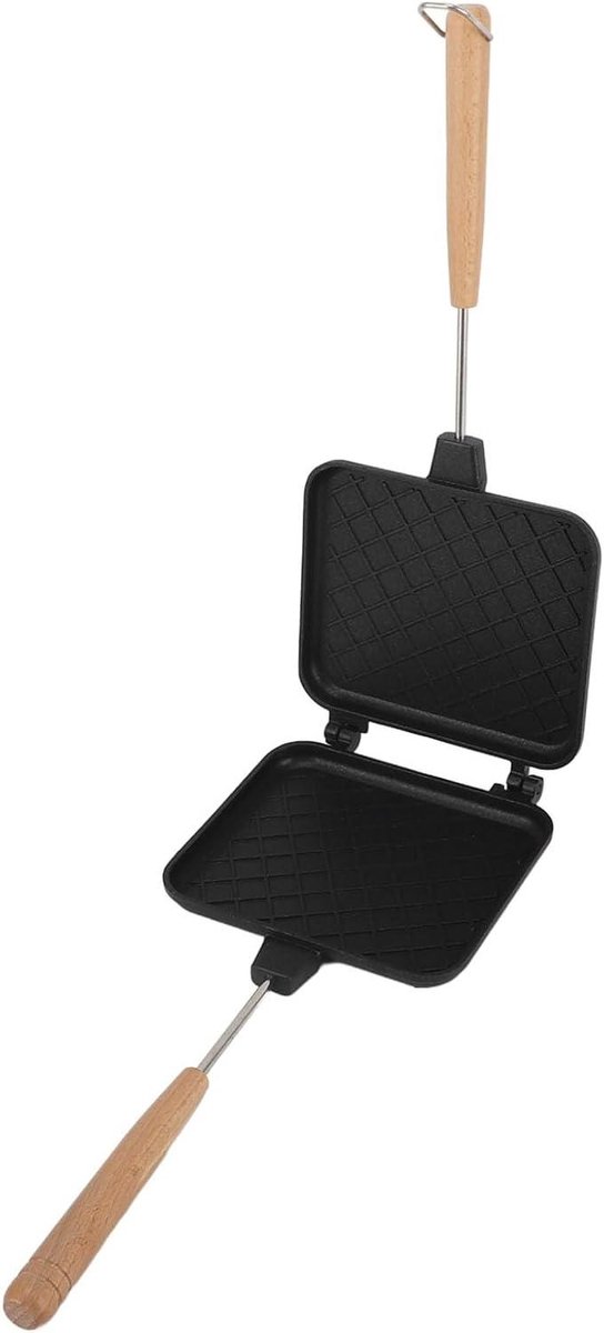 Sandwich Pan - Panini Maker Grill - Maaltijden Bereiden - Dubbelzijdig Antikleef - 15.5 x 37 cm - Zwart