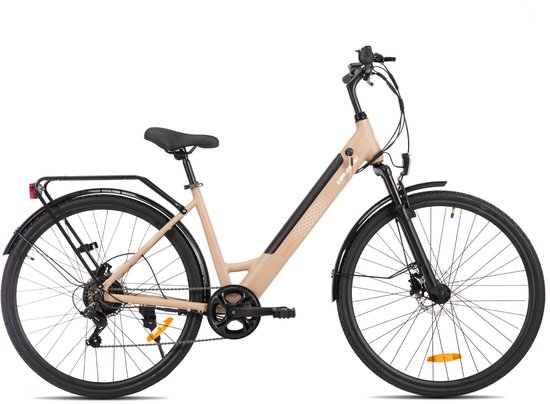 LAMASSU Elektrische Fiets - 700*38C - 250W Motor - 60 km Actieradius -Shimano 7 Versnellingen - Aluminium Frame - Unisex - Goud — afbeelding 3
