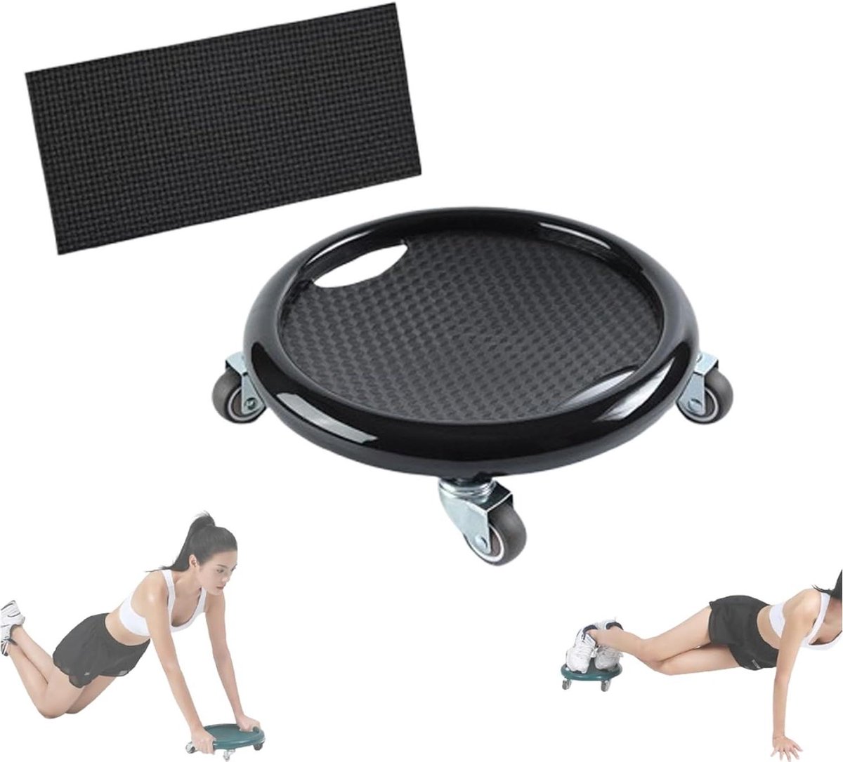 Buikspierroller met Wiel - Buikspierschijf Core Trainer - Core Training - 360 Graden Draaibaar - Diameter 28 cm - Zwart