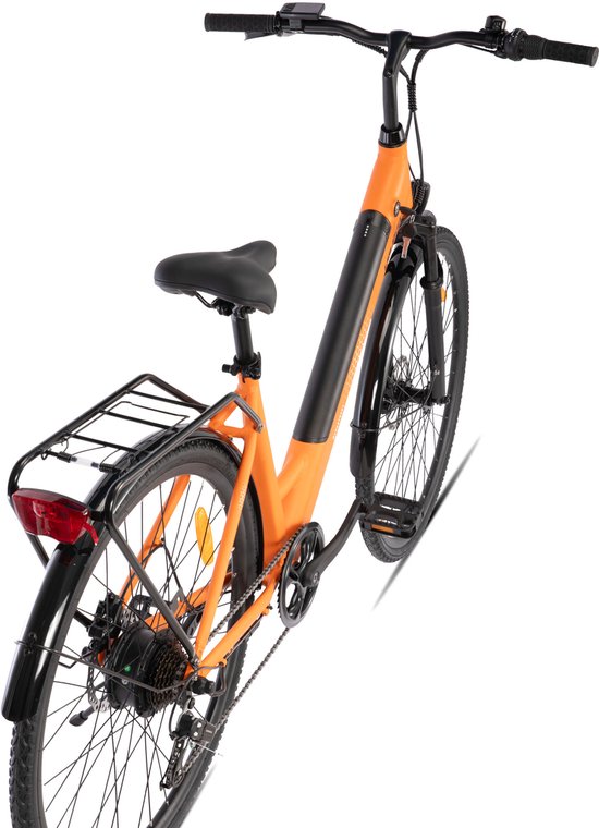LAMASSU Elektrische Fiets - 700*38C - 250W Motor - 60 km Actieradius -Shimano 7 Versnellingen - Aluminium Frame - Unisex - Oranje — afbeelding 2