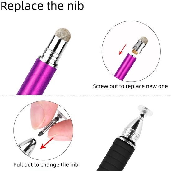 Tablet Pen voor Alle Tablets -1 Stuks - Silicone Touch Screen Pen - Stylus Pen - Compatibel met Alle Tablets en Mobiele Telefoons -Styluspen - Tablet pen - Smartphone - Tekentablet - Touc -Universele Stylus Pen Met 2 Verschillende Tips — afbeelding 2