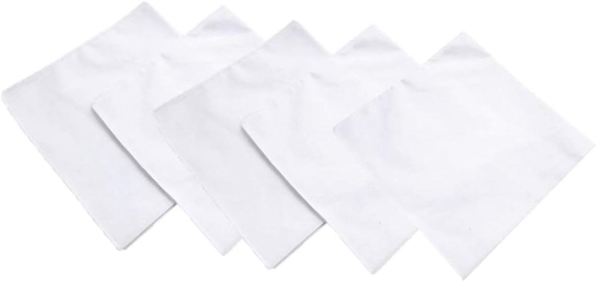 Katoenen Zakdoeken - Stofdoekjes - Handwerk en Knutselen - Ademend Materiaal - 5 Stuks - Wit