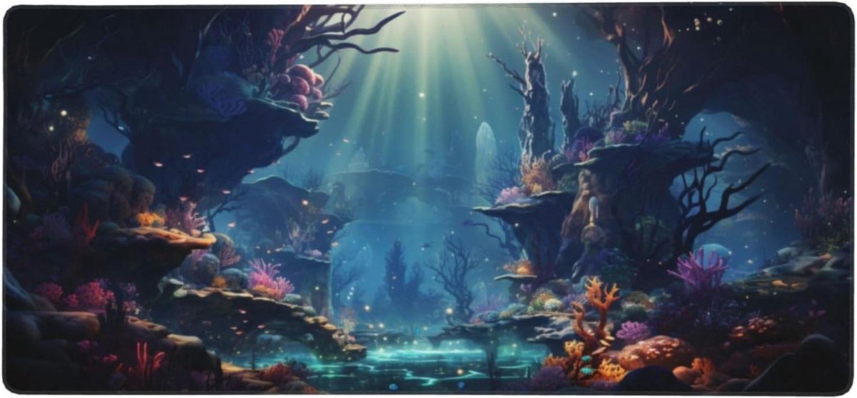 Landschapsmat Bureau - Grote muismat - Kantoorwerk Gaming - Gestikte randen - 1000 x 500 mm - Zwart