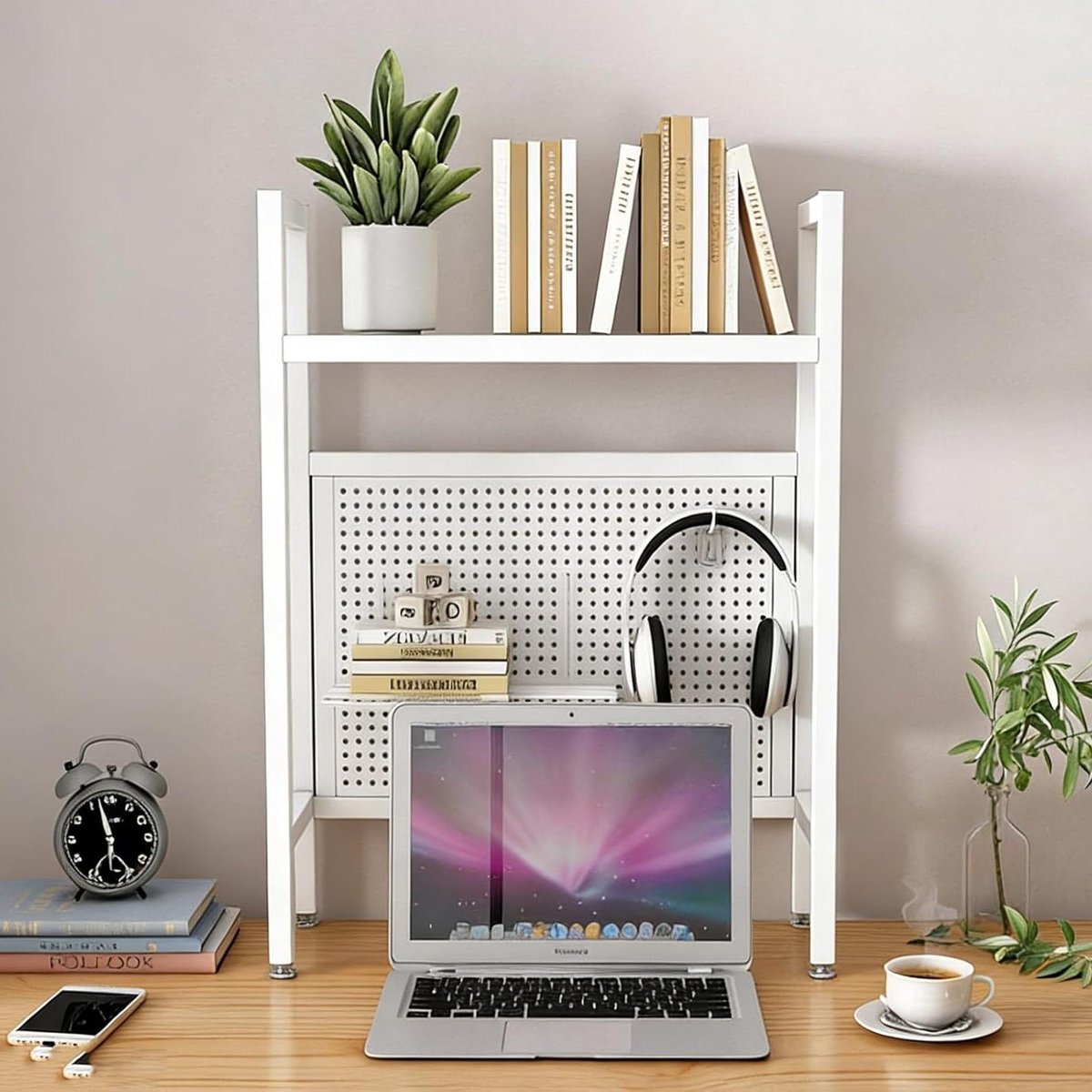 Bureau Organizer - Desktop Plank - Werkplek Ordenen - Ruimtebesparend Ontwerp - L55*68cm - Wit