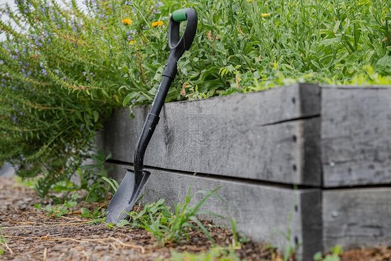 Mini graafschop - Tuinschep - Tuinieren en graven - Gekarteld blad koolstofstaal - 71 cm - Zwart/Groen — afbeelding 3