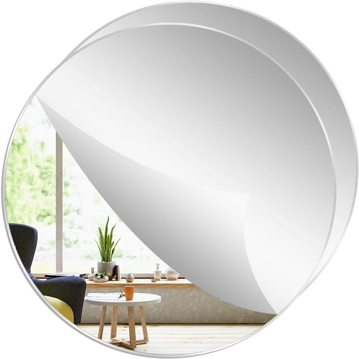Set van 2 Acrylaat Ronde Spiegels - Zelfklevende Wanddecoratie voor Woonkamer en Slaapkamer (24 * 24cm)