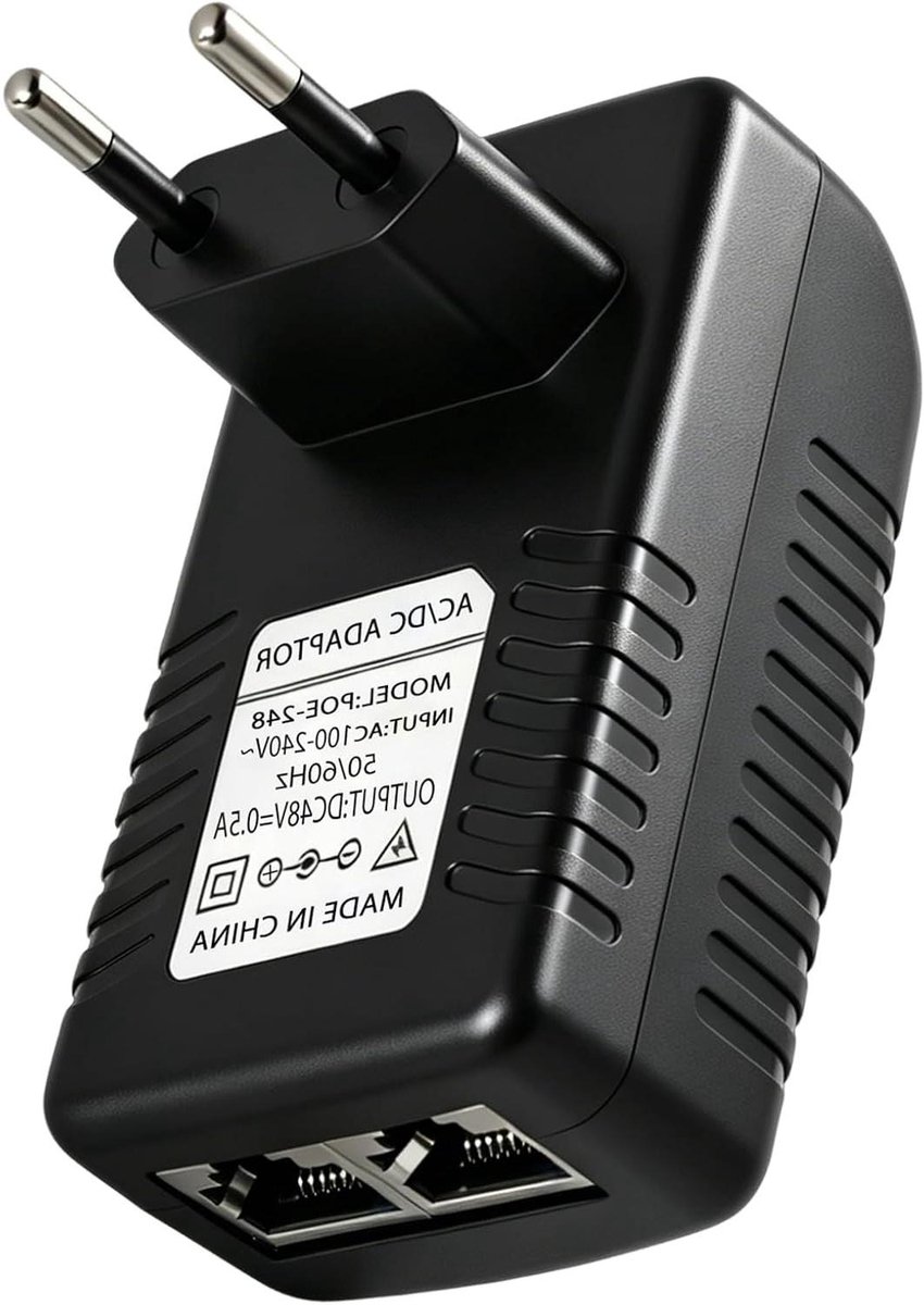 PoE Injector Adapter - Netwerk Voeding - Apparaten Voeden - Gigabit Snelheid - 48V 0.5A - Zwart