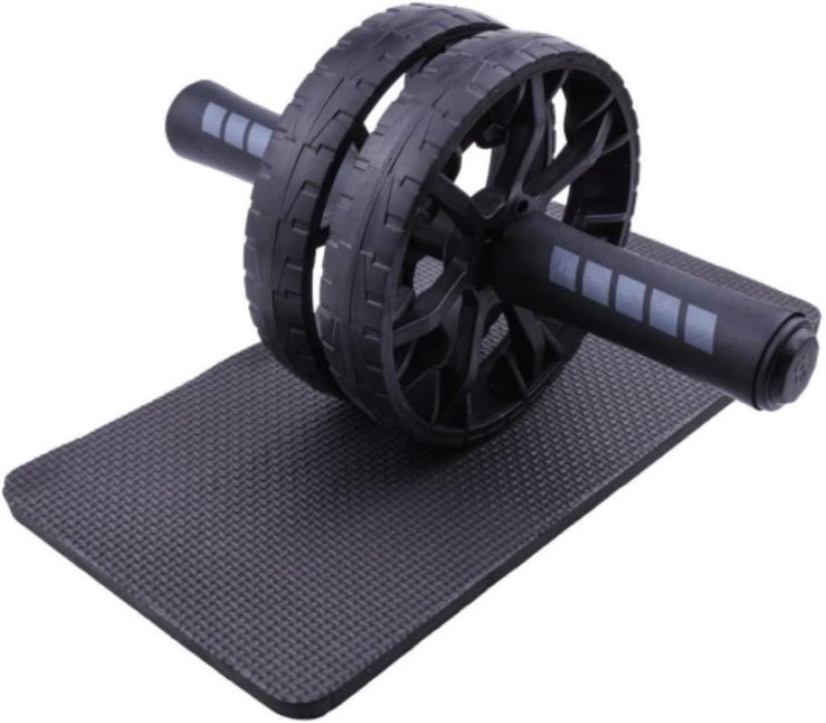 Buikspierroller Set - Workout Roller - Core Training - Extra Brede Wielen - 30x16cm - Zwart