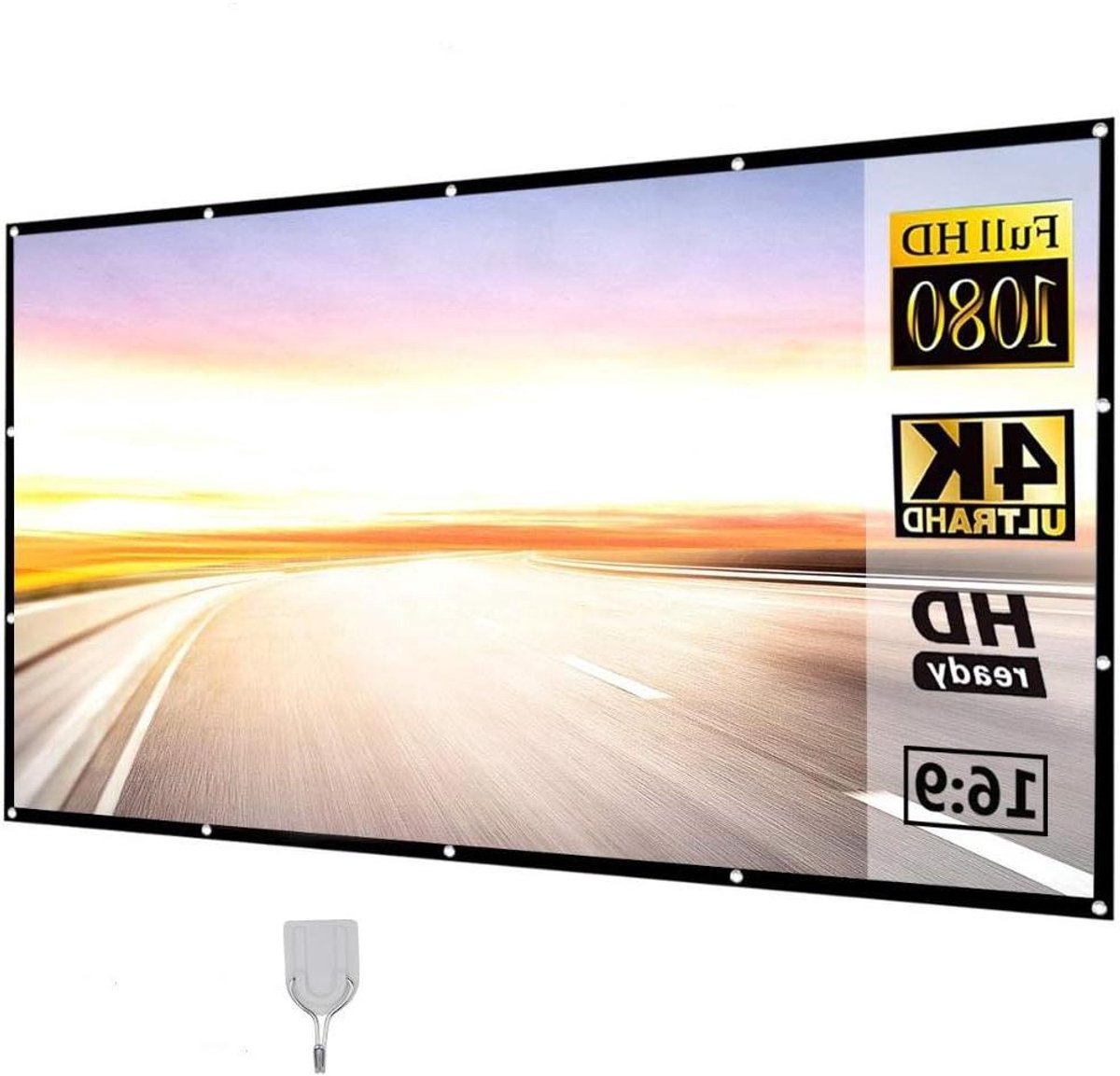 Projectiescherm - Filmscherm - Thuisbioscoop - Opvouwbaar en draagbaar - 72 Inch - Wit