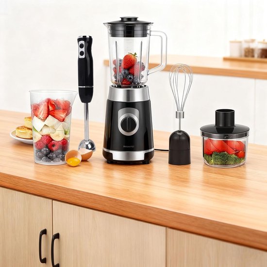 Hand Blender Set - Staafmixer Keukenmixer - Maaltijden Bereiden - 4-in-1 Accessoires - 400W - Zilver — afbeelding 5