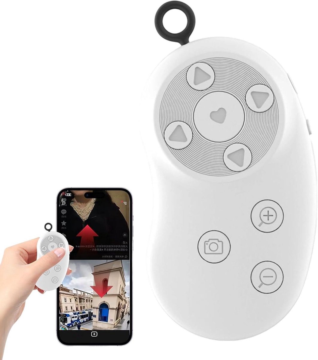 Telefoon Camera Afstandsbediening - Draadloze Klikker - Hands-Free Fotograferen - Type-C Oplaadbaar - 14 x 8 x 1.5 cm - Wit