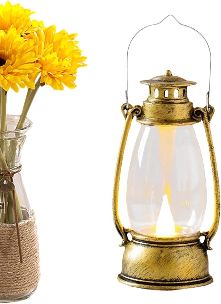 Draagbare Buitenlamp - Led Lantaarn - Kamperen en Tuin - Solar en Hand Crank - 13 cm Hoog 