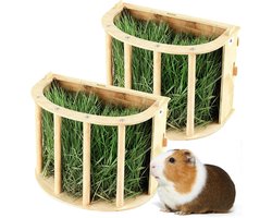 Set van 2 Hooihouders voor Konijnen en Cavia's, Houten Voederdispenser, Ideaal voor Chinchilla's, 25 x 18.8 x 13 cm
