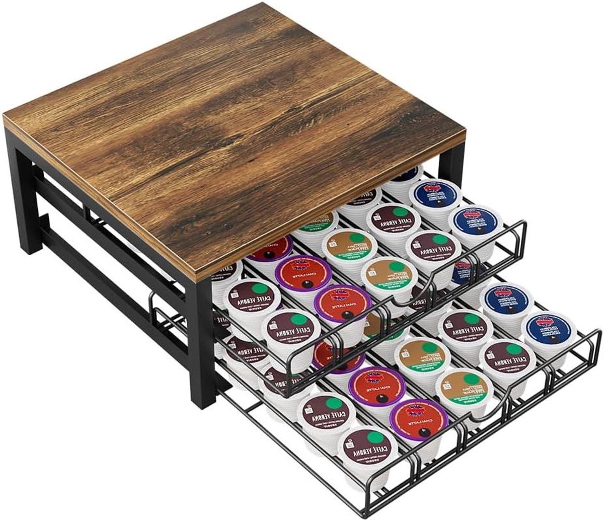 Koffiepadhouder Lade - Capsule Opslag - Koffie Zetten - 2 Laags Ontwerp - 2 Lades - Zwart