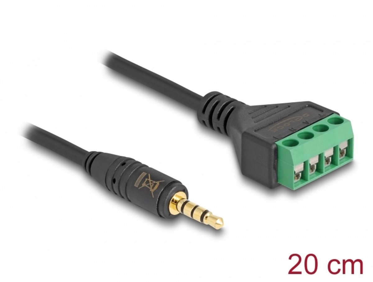 Delock Cable Stereo jack male 3.5 mm 4 pin to Terminal Block Adapter 20 cm