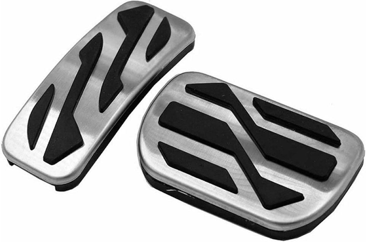 Pedaalhoezen Set - Rem Gaspedaal - Veiliger Rijden - Antislip Oppervlak - 2 Stuks - Zilver Zwart