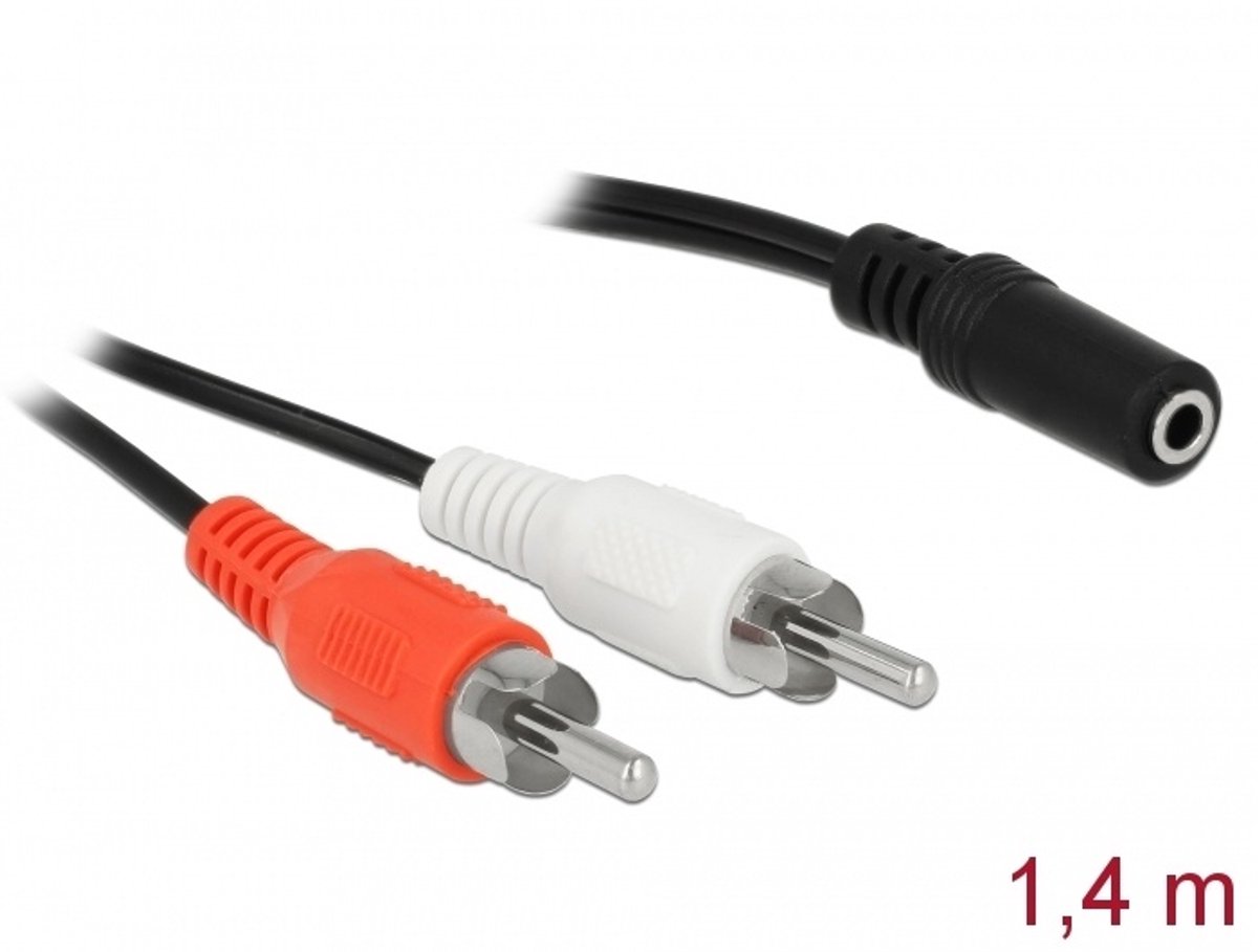 Audiokabel 2 x rca mannelijk tot 1 x 3,5 mm 3 pin stereo -aansluiting 1,4 m