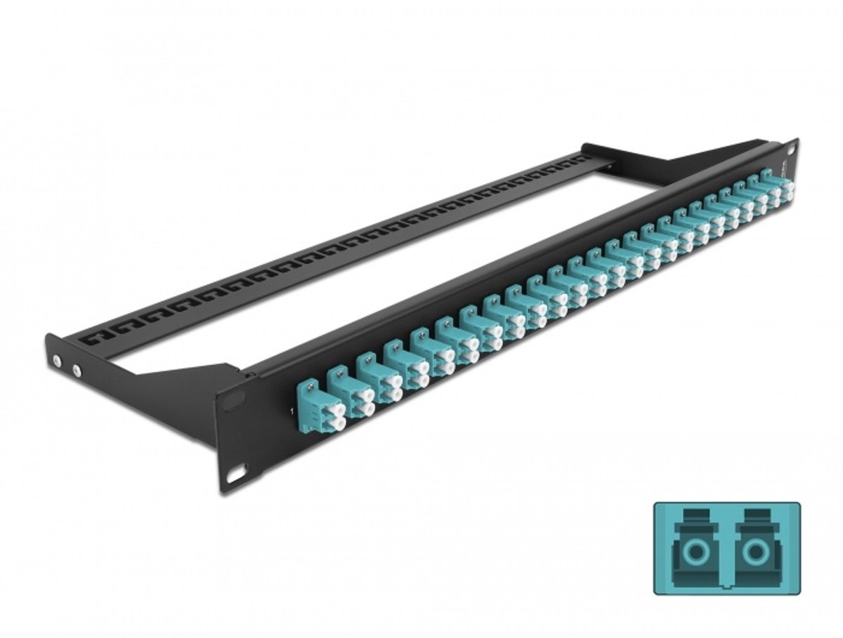19 inch Fiber patch panel 24 Port LC Duplex Aqua