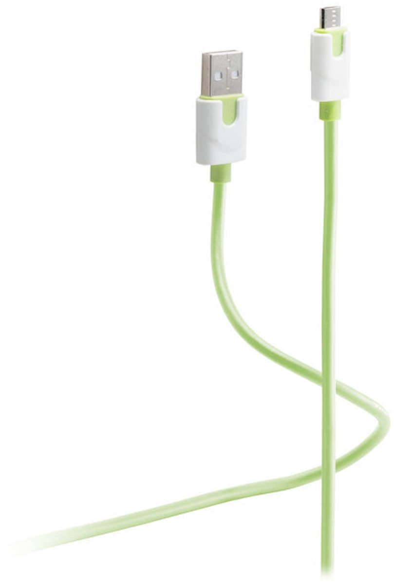 Flexline®-USB-Ladekabel A Stecker auf Micro B, grün, 0,3m