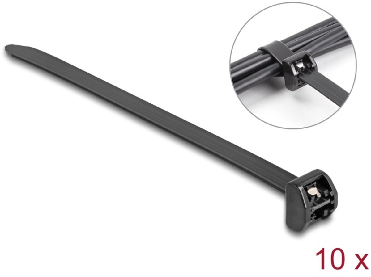Delock Cable Tie with metal tab L 406 x W 12.7 mm 10 pieces black