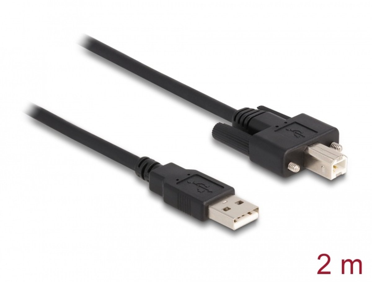 USB kabel USB 2.0 Type-A mannelijk naar type-b mannelijk met schroeven 2 m