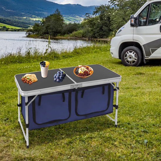 Inklapbare campingtafel - Buiten tafel - Picknicken en kamperen - In hoogte verstelbaar - 120 x 47 cm - Zwart — afbeelding 5