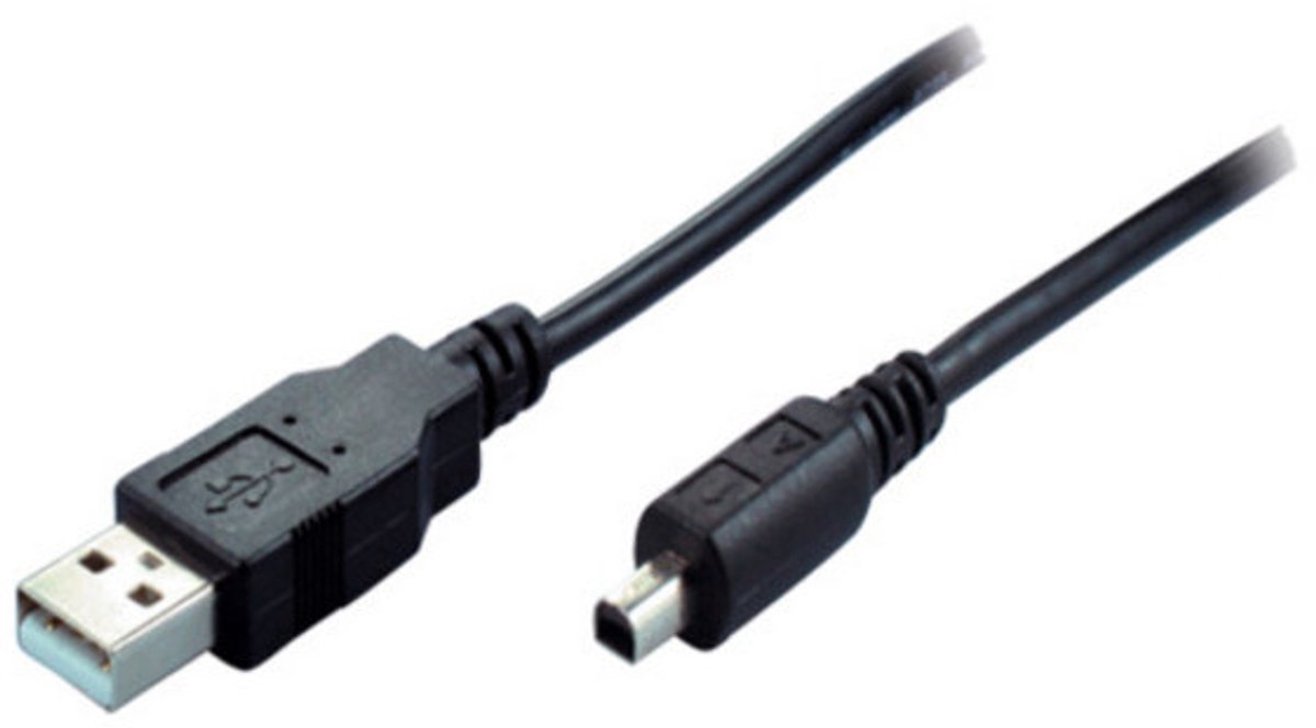 USB 2.0 naar Mini-USB (4 pin), 2 meter zwart