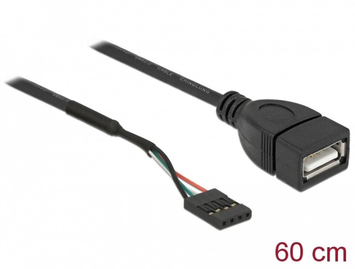 USB kabel USB 2.0 Pin Header vrouwelijk tot 1 x USB 2.0 Type-A vrouwelijk 60 cm