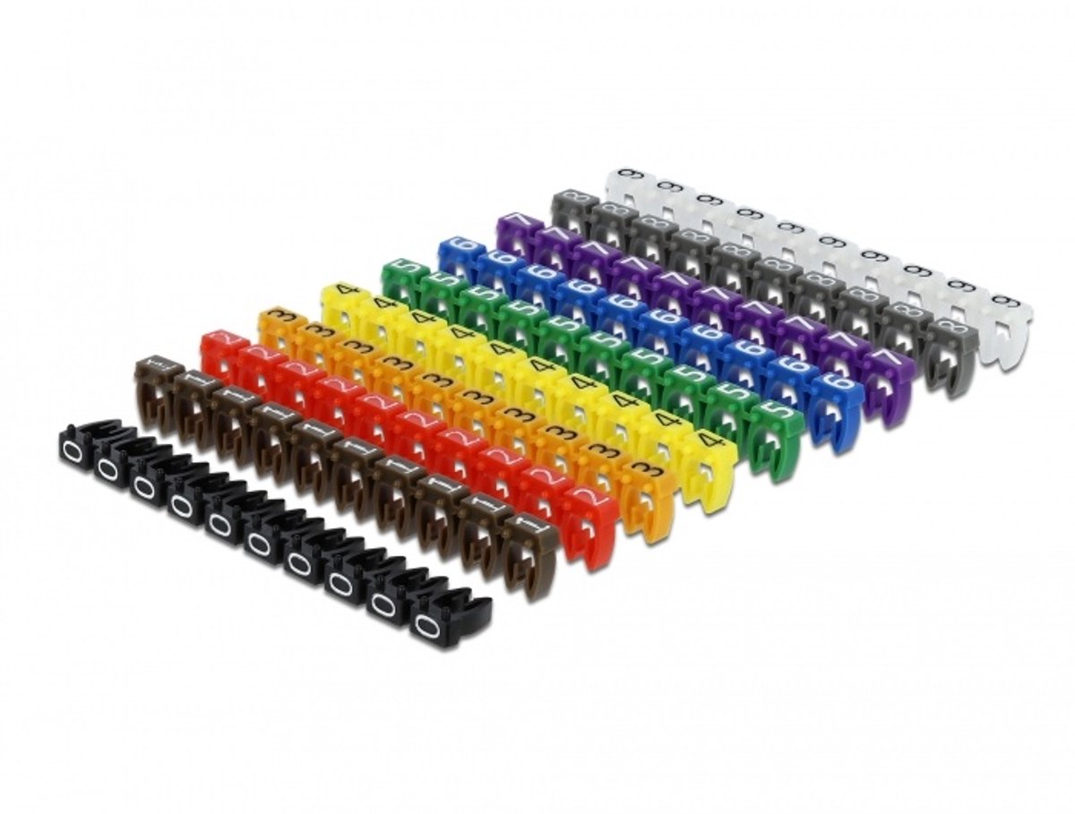 Delock Cable Marker Clips 0-9 assorted colours 100 pieces