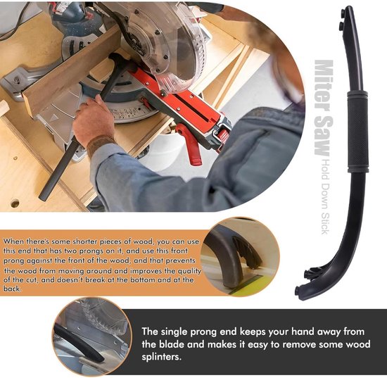 Boogvormige Duwstok - Houtbewerkingsgereedschap - Veilig Zagen - Antislip Rubberen Voetjes - 46 cm - Zwart — afbeelding 5