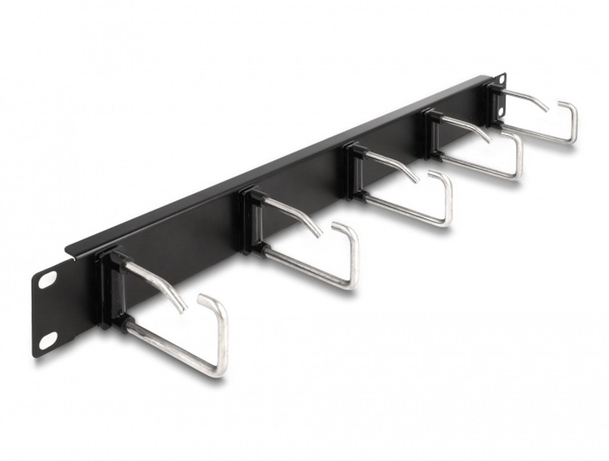19 ″ kabelbeheerrouteringspaneel met 5 metalen haken 1u zwart