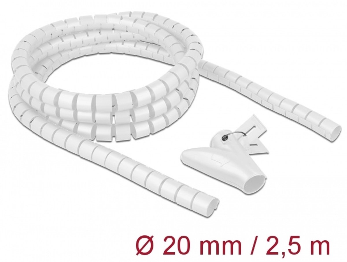 Spiraalslang met pull-in gereedschap 2,5 m x 20 mm wit
