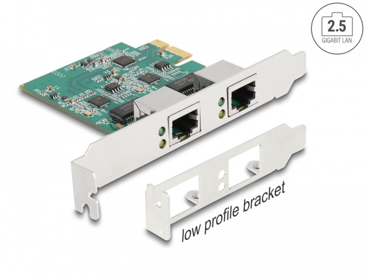 Delock PCI Express x1 Card to 2 x RJ45 2.5 Gigabit LAN RTL8125