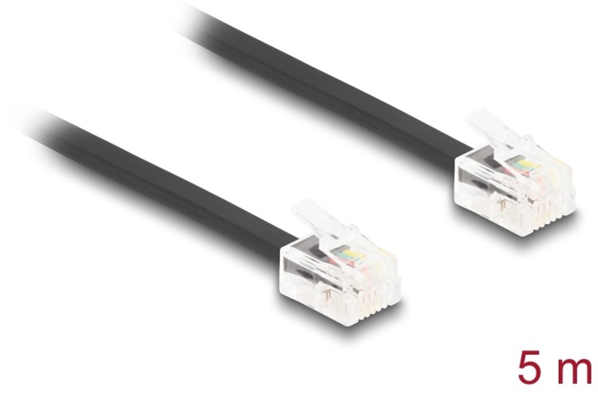 Delock Telefonkabel RJ11 Stecker zu RJ11 Stecker schwarz 5 m