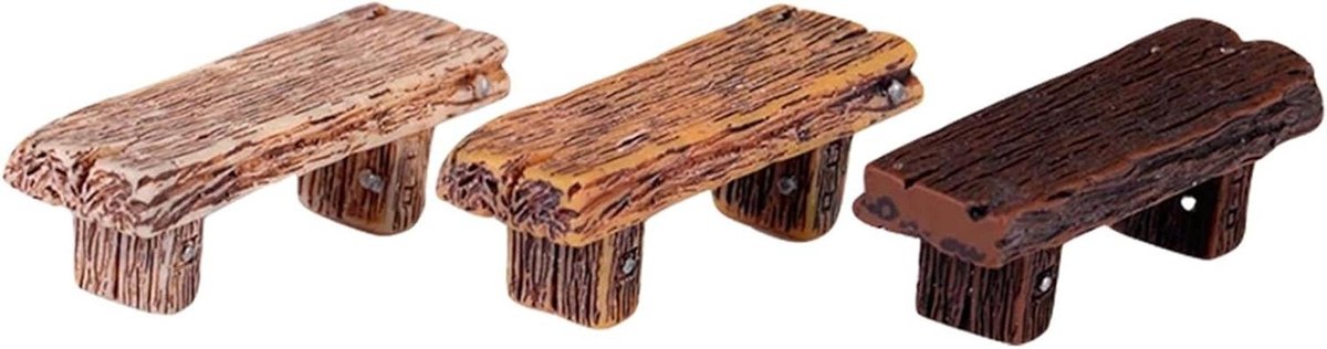 Miniatuur Tuinbankjes - Decoratieve Bankjes - Mini Huizen Decoratie - Hout Materiaal - 5.6 x 1.6 cm - Diverse Kleuren