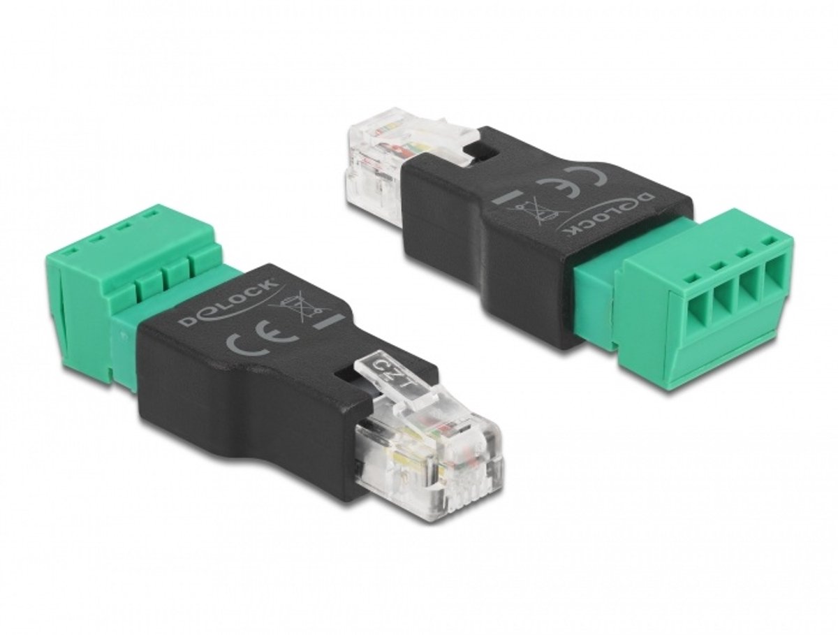 Adapter rj11/14 mannelijk naar terminalblok 4 pin 2-delige