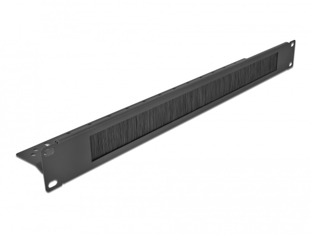 19 ″ kabelbeheersborstelstrook met kabelbevestiging 1U zwart