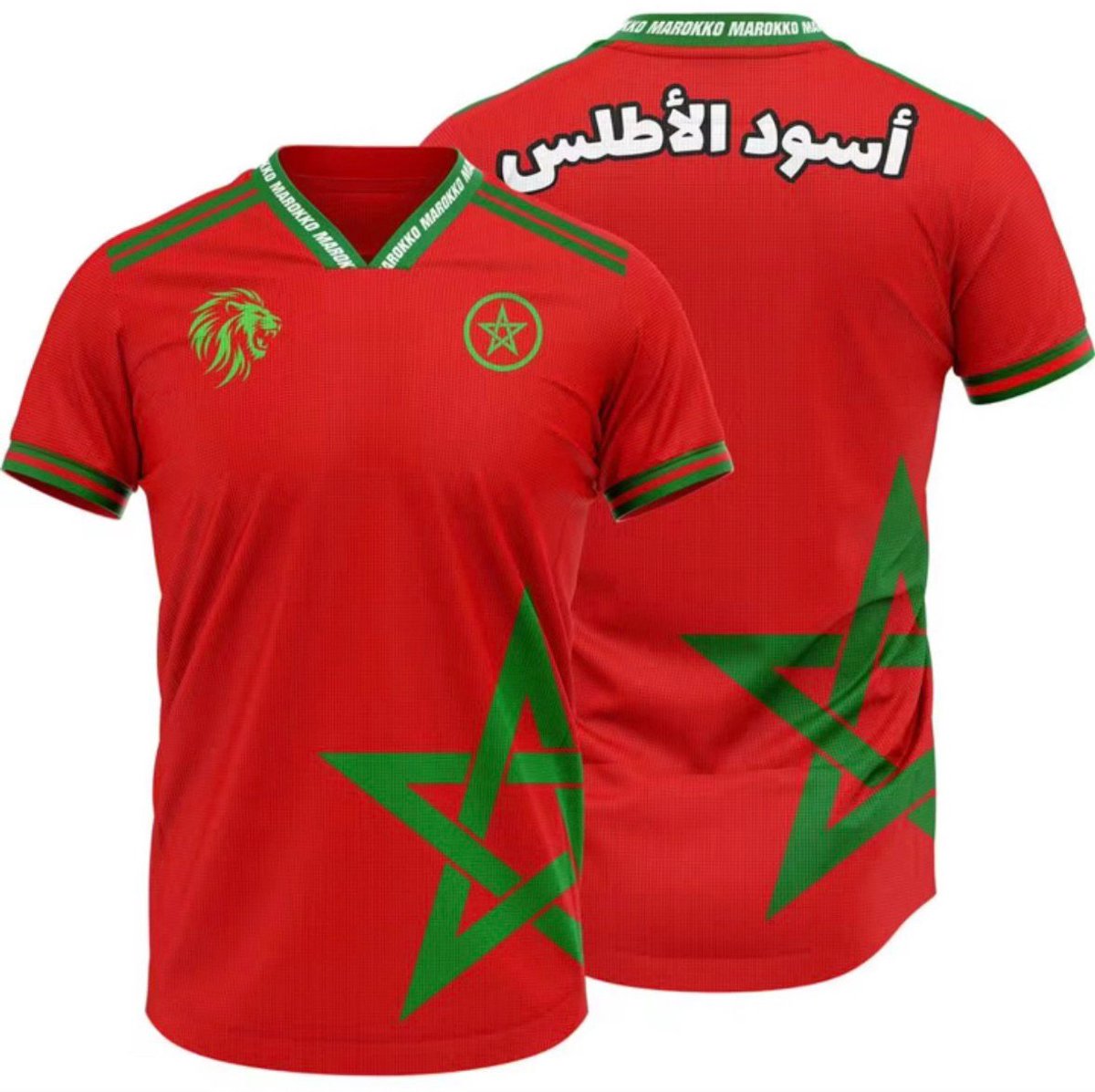 Trinewear T-shirt “Atlas Lions Script” – Marokko geïnspireerd, unisex, rood, limited edition 2XL