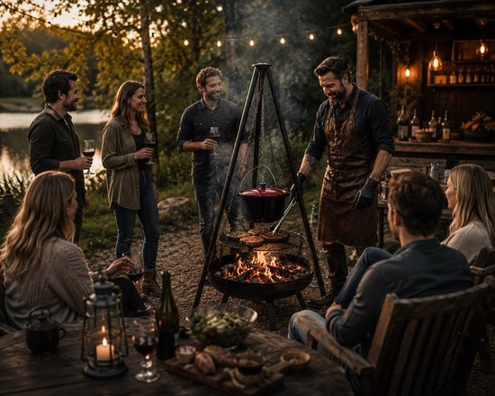 Muntel® Houtskool - Barbecue - Grill - Driepoot - 4 in 1 - Zwart - 65 x 180 cm van Muntel® — afbeelding 2